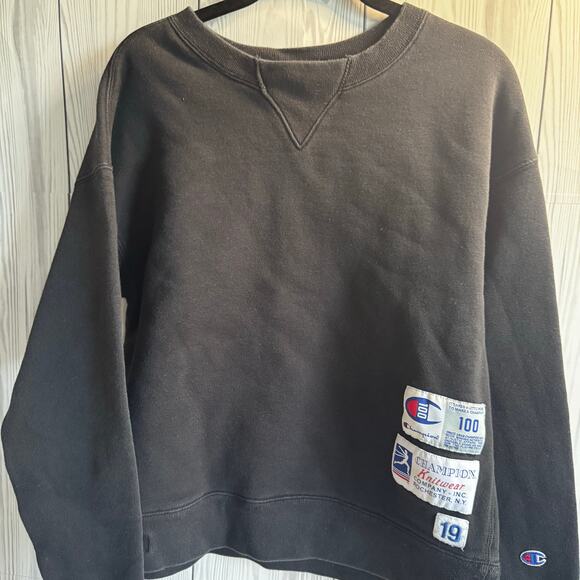 Champion 100 Knitwear Black Blank Sweatshirt Size Women's Large  (READ) - Picture 1 of 8